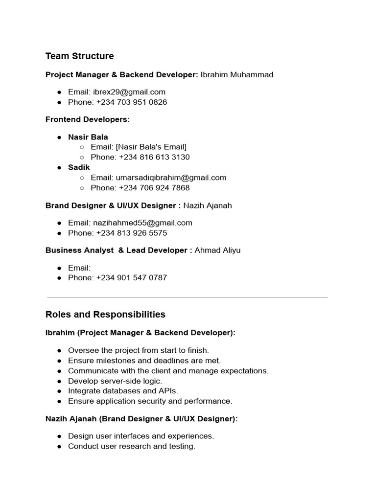 Team Structure | PDF | Art