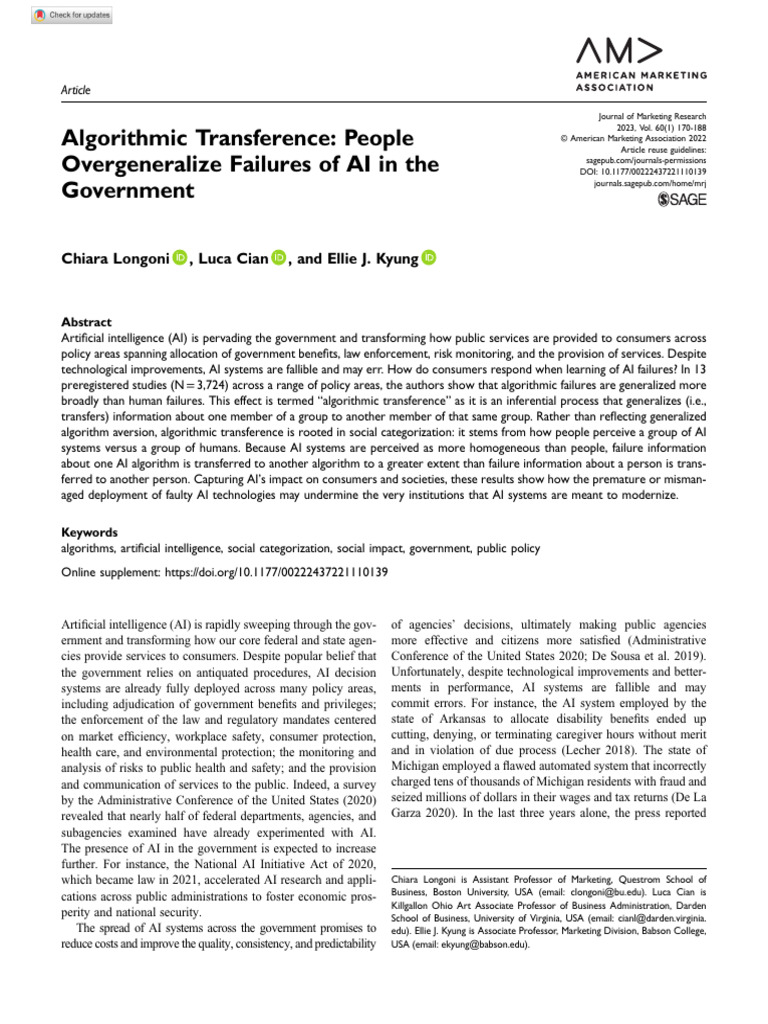 Longoni et al 2022 algorithmic transference people overgeneralize