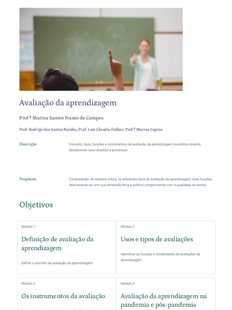 Avaliação Da Aprendizagem | PDF | Aprendizado | Pedagogia