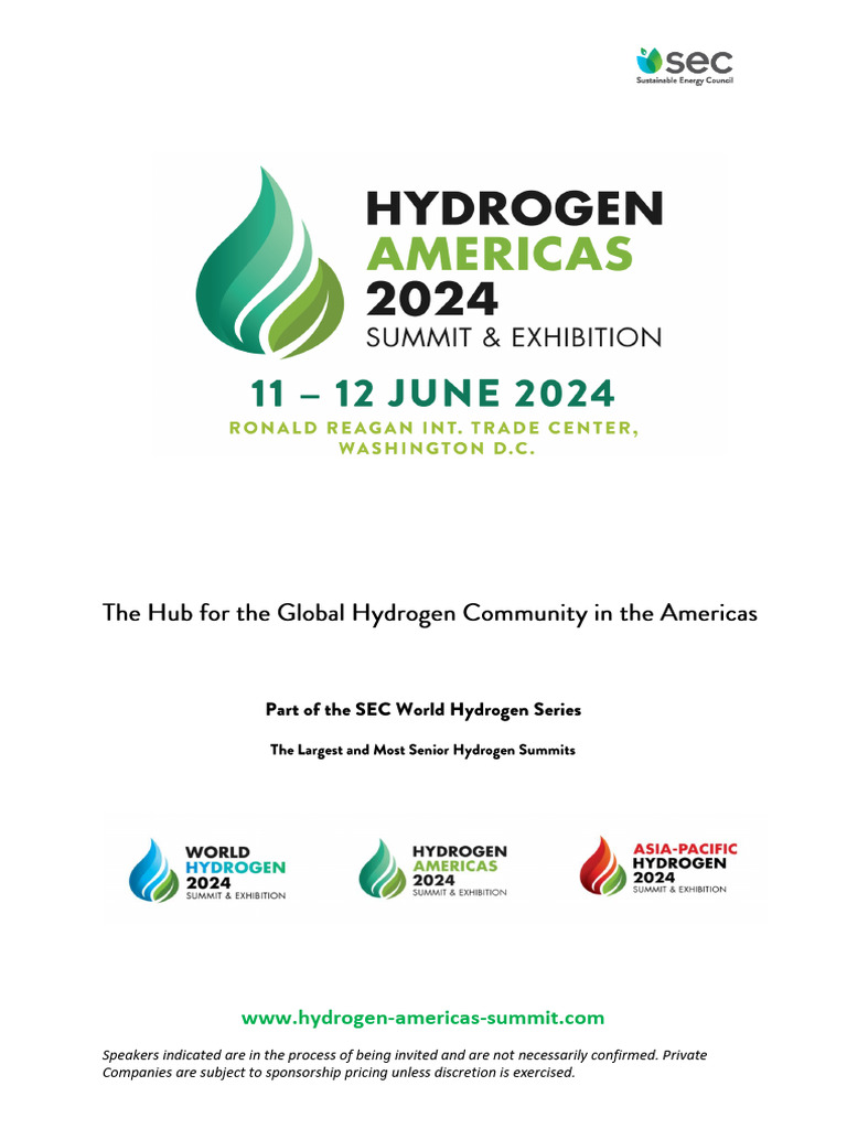 Hydrogen Americas Summit 2024 Program 3 6 24 Pdf Sustainable Energy
