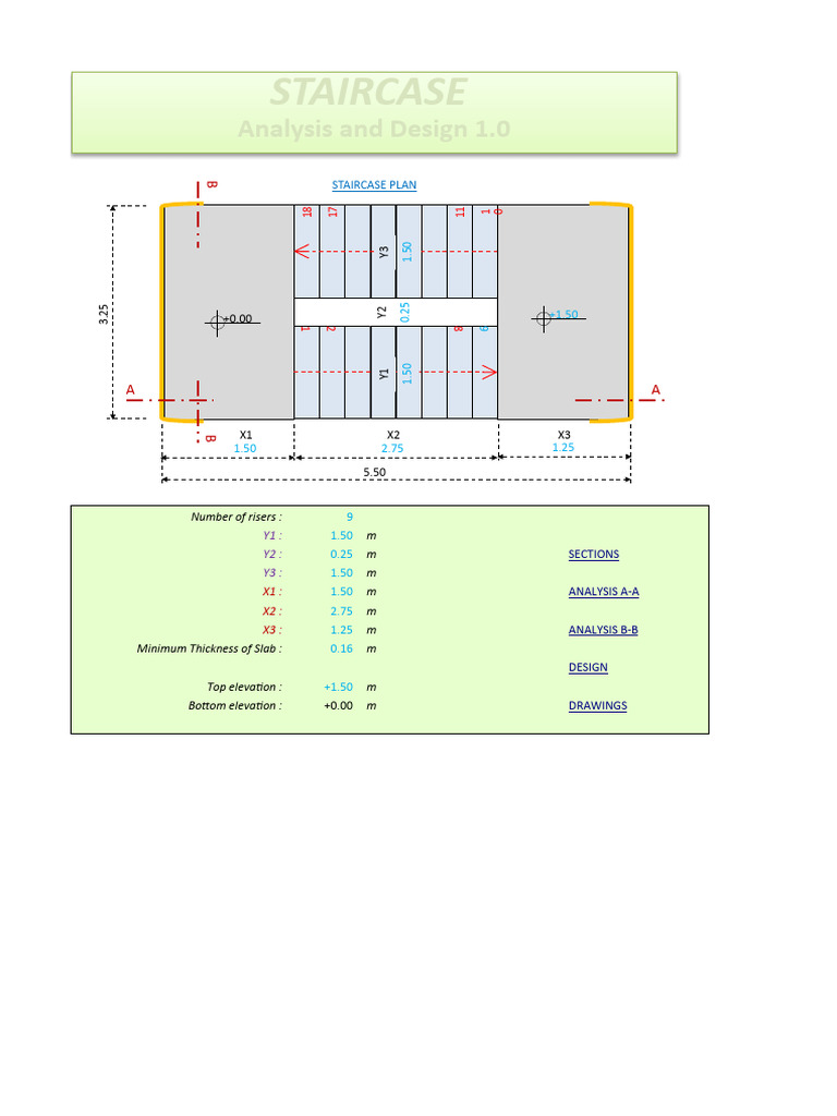 Staircase Analysis and Design v1.0 | PDF