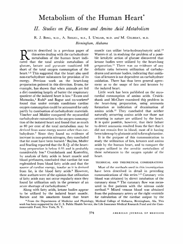 Metabolism of The Human Heart | PDF | Metabolism | Fat