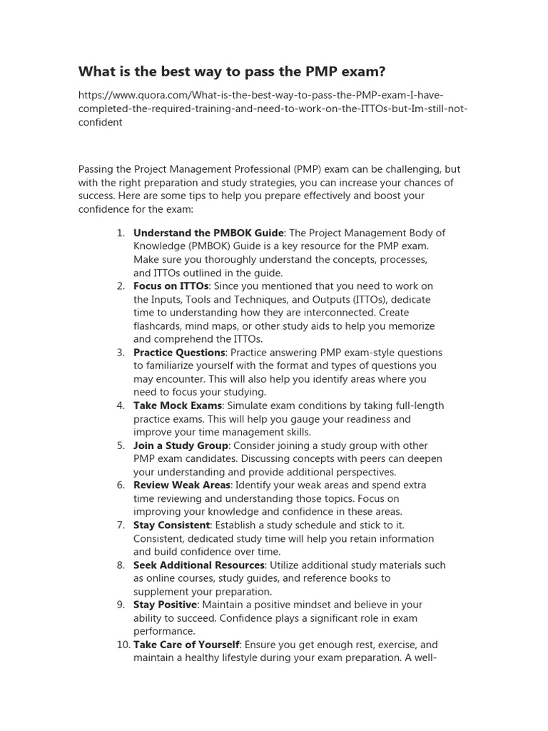 Tips to Pass the PMP Exam Successfully | PDF | Project Management ...