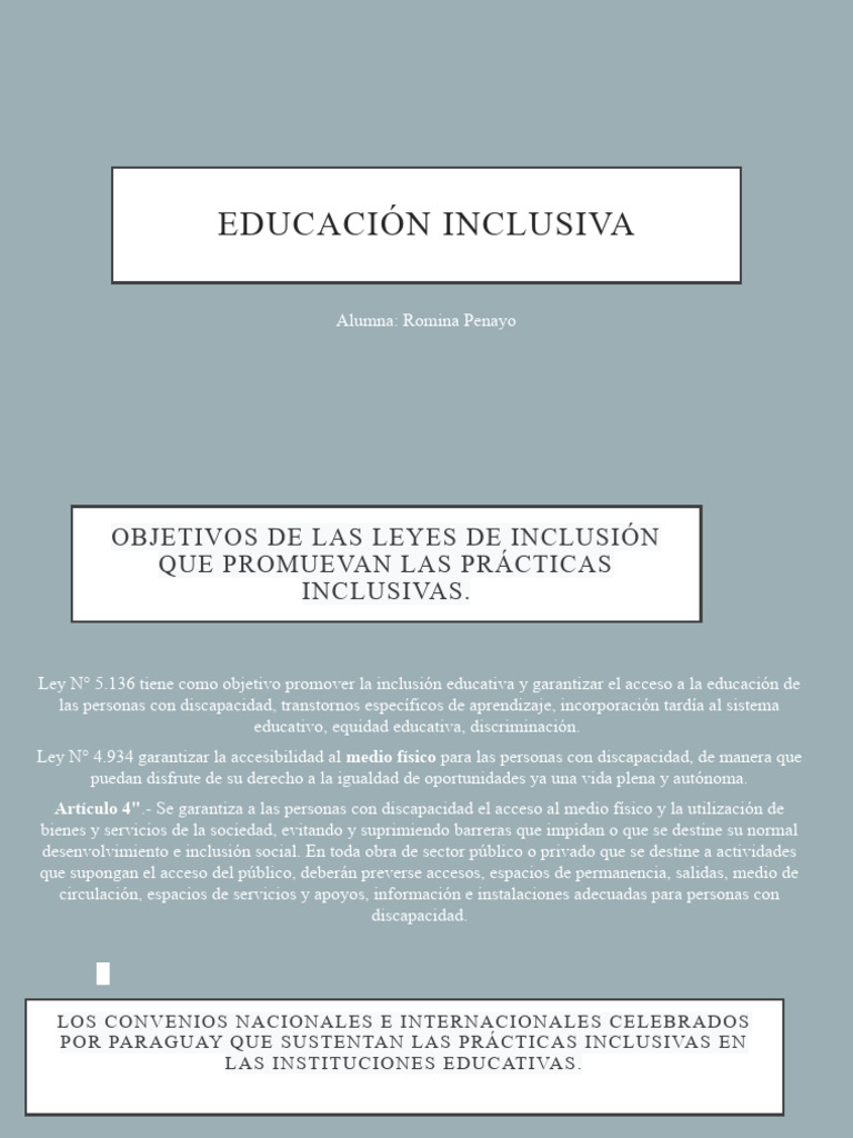 Leyes y Prácticas de Educación Inclusiva | PDF | Inclusión (Educación ...