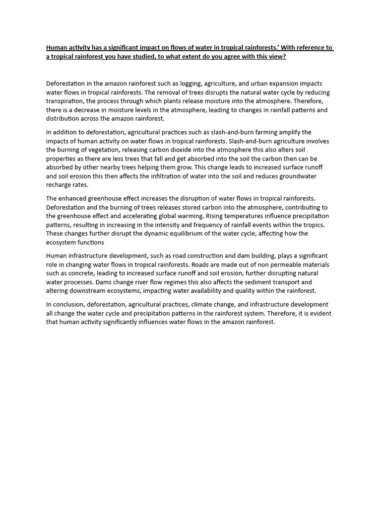 Impact of Human Activity on Rainforest Water Flow | PDF | Human Impact ...