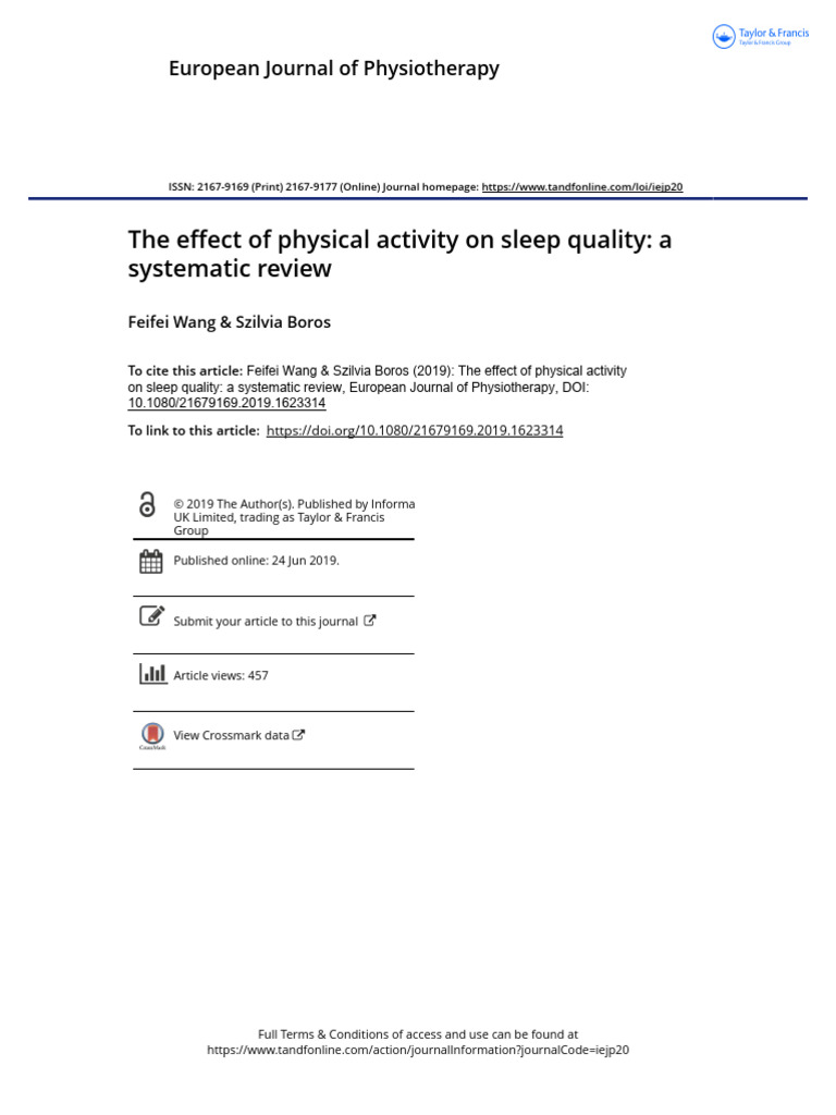 Physical Activity's Impact on Sleep Quality | PDF | Sleep | Insomnia