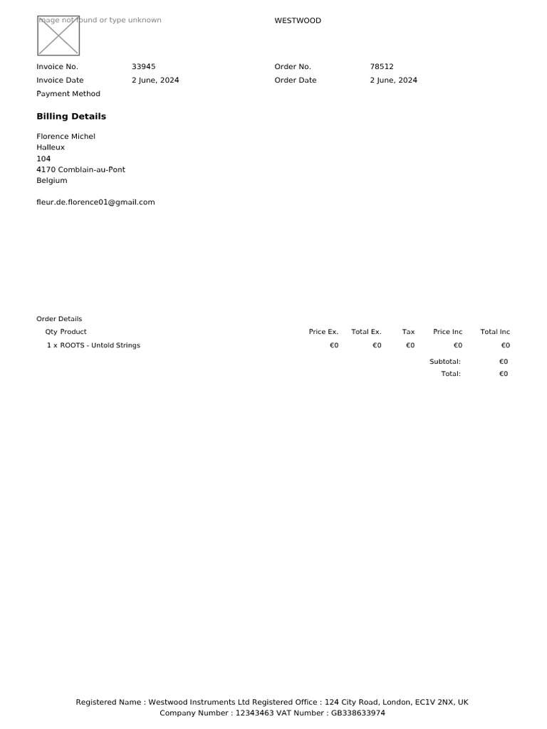 Invoice for ROOTS - Untold Strings Order | PDF