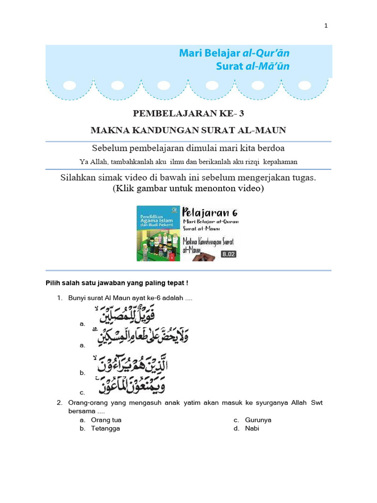 Mengasah Pemahaman: Contoh Soal PAI Kelas 5 Semester 2 untuk Mempersiapkan Ujian