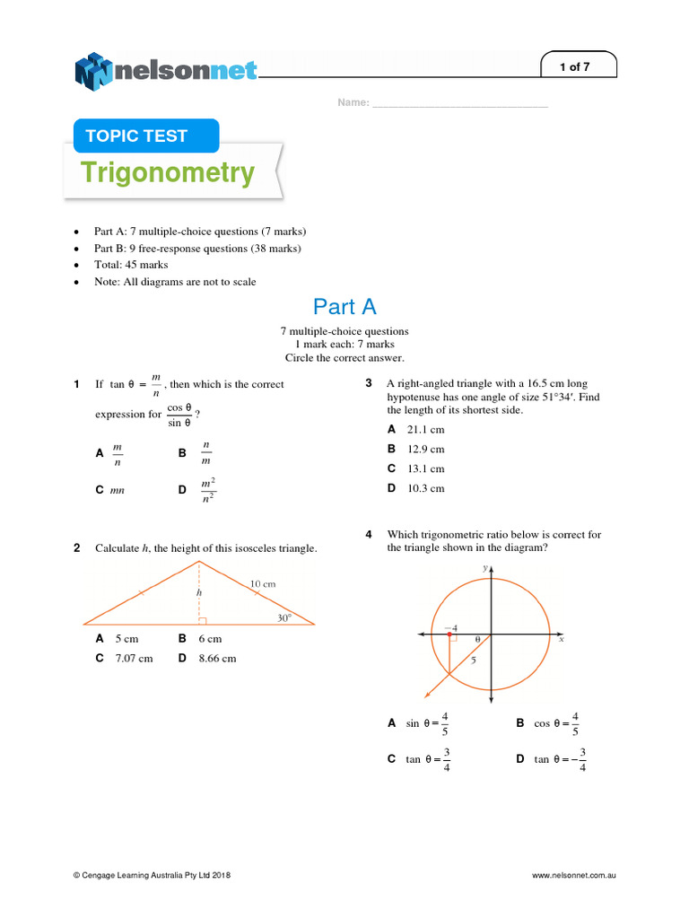 Trigonometry Homework Task | PDF | Trigonometry | Triangle