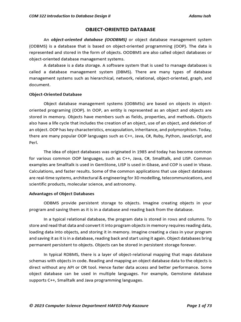 Database II | PDF | Inheritance (Object Oriented Programming ...