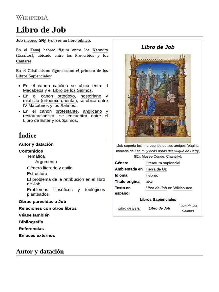 Job: El sufrimiento del inocente en la Biblia | PDF | Libro de trabajo ...