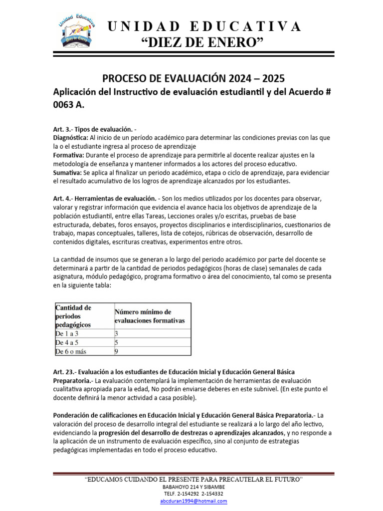 Proceso de Evaluación 2024-2025 en Educación | PDF | Evaluación ...
