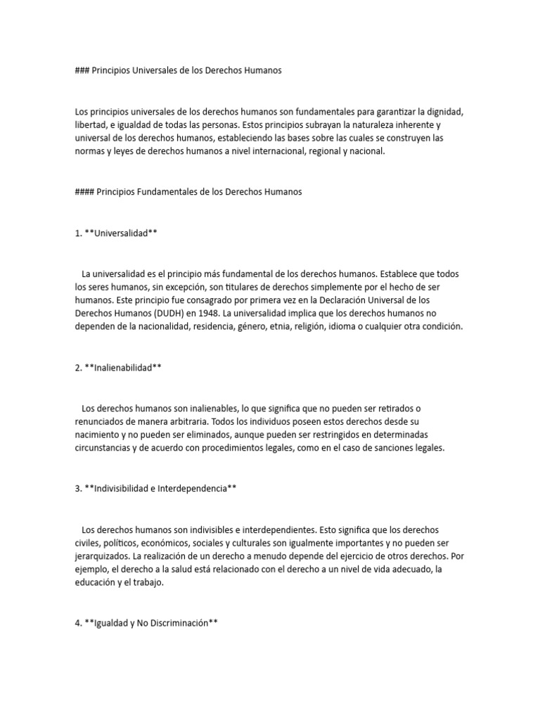 Principios Universales de Los Derechos Humanos | PDF | Derechos humanos