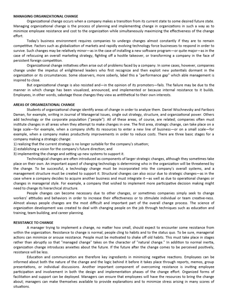 Managing organizational change pdf change management behavior