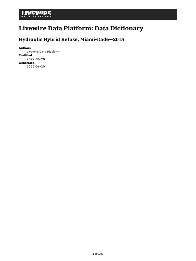 Miami-Dade Hydraulic Refuse Data Dictionary | PDF | Skewness | Mean