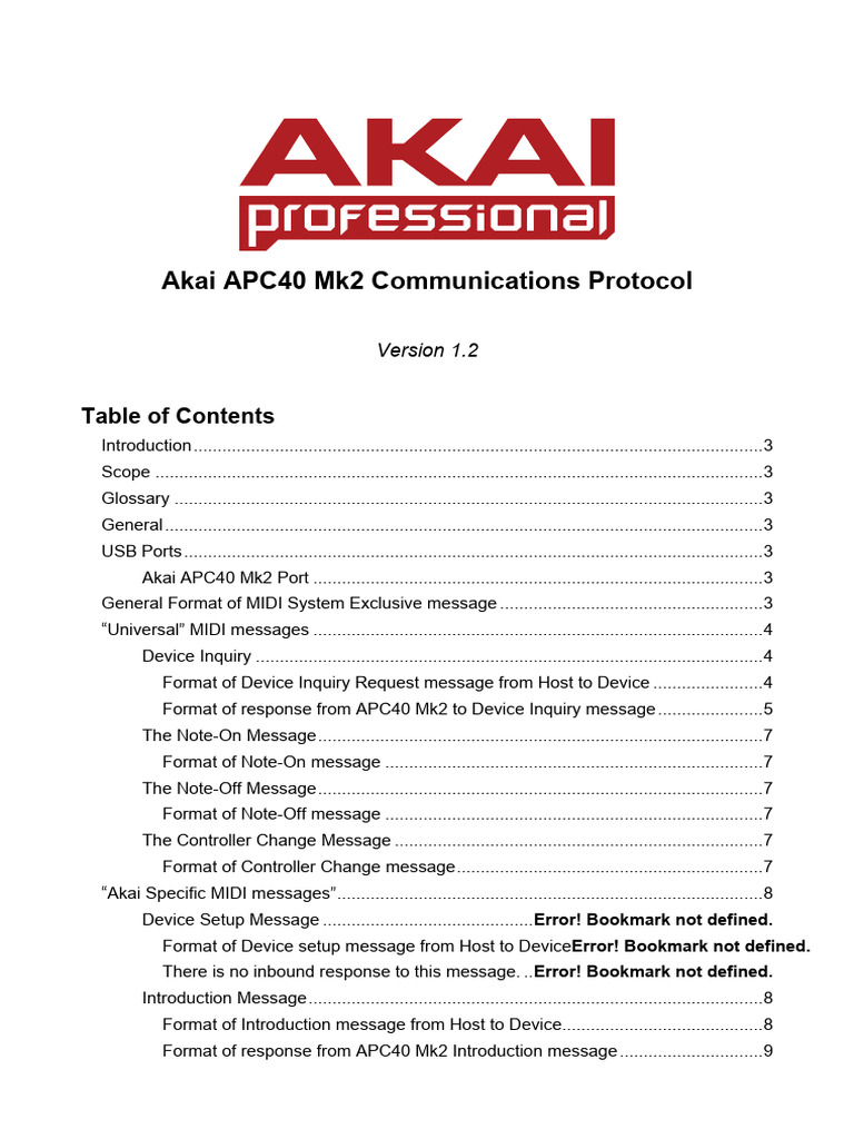 Akai APC40 Mk2 MIDI Protocol Guide | PDF | Computing | Computer Science