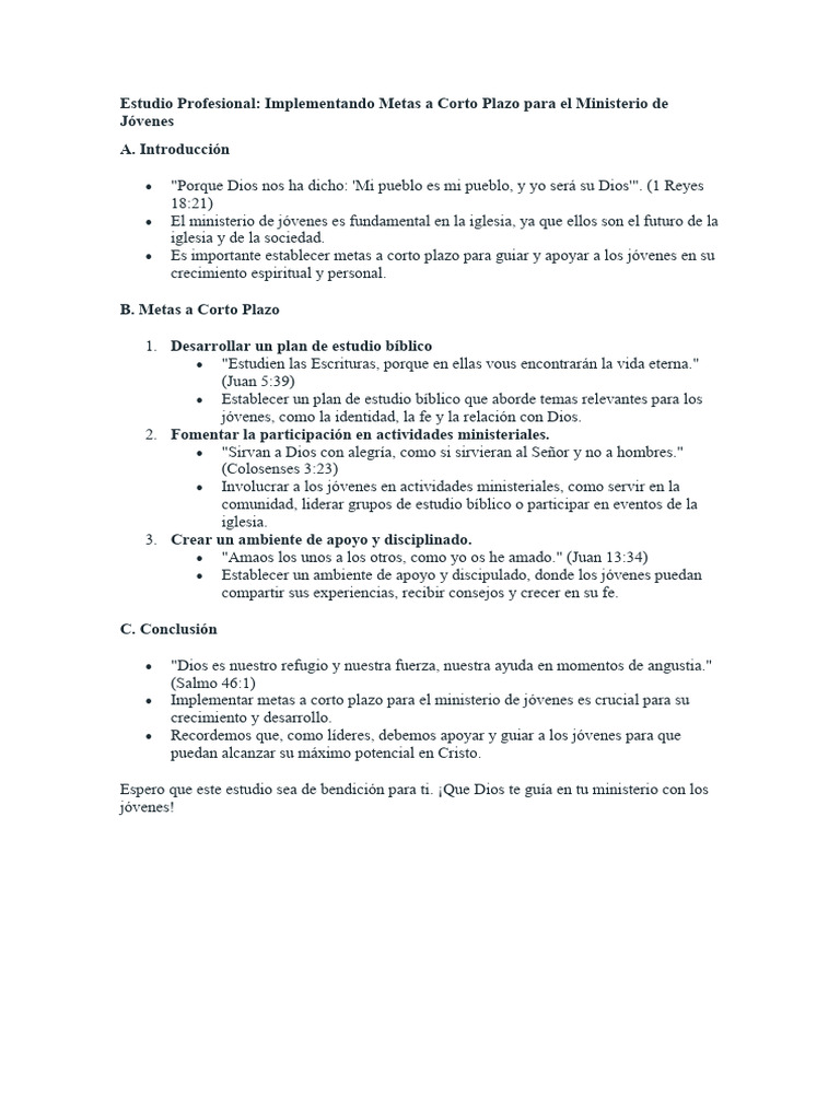 Como Implementar Metas A Corto Plazo para El Ministerio de Jóvenes 3 ...