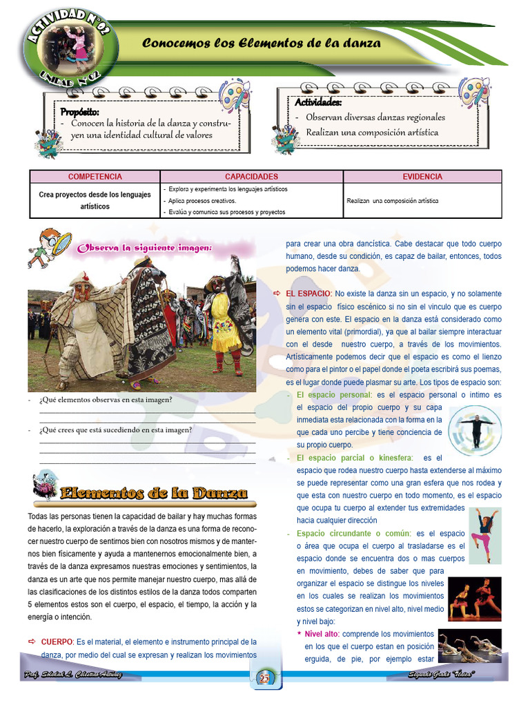 Arte Segundo Grado Actividad 02 Uni 02 | PDF | Bailes | Ritmo