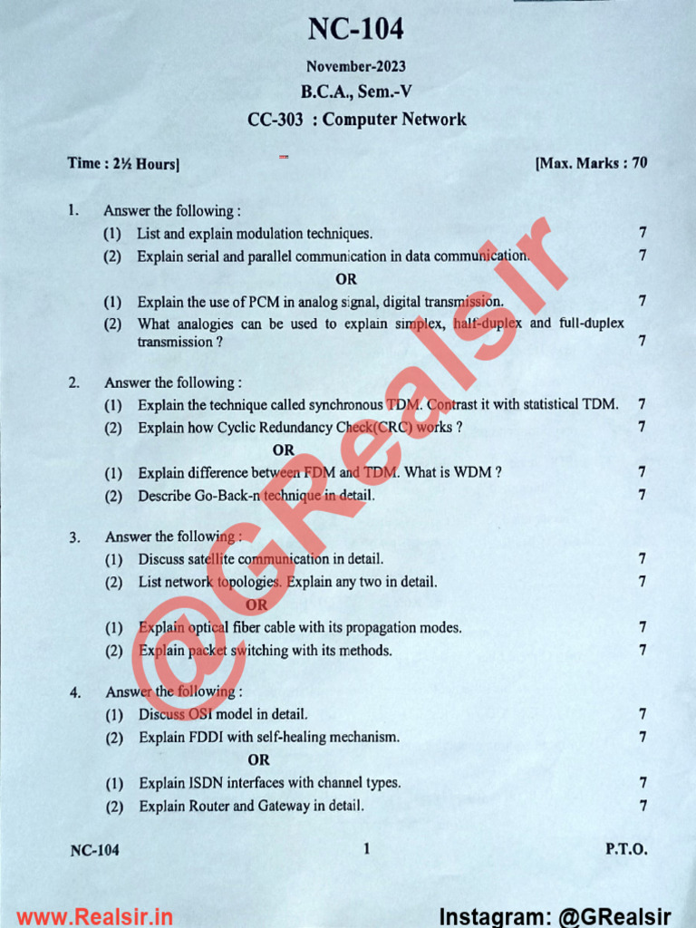 CC-303 Computer Network | PDF | Computer Network | Duplex ...