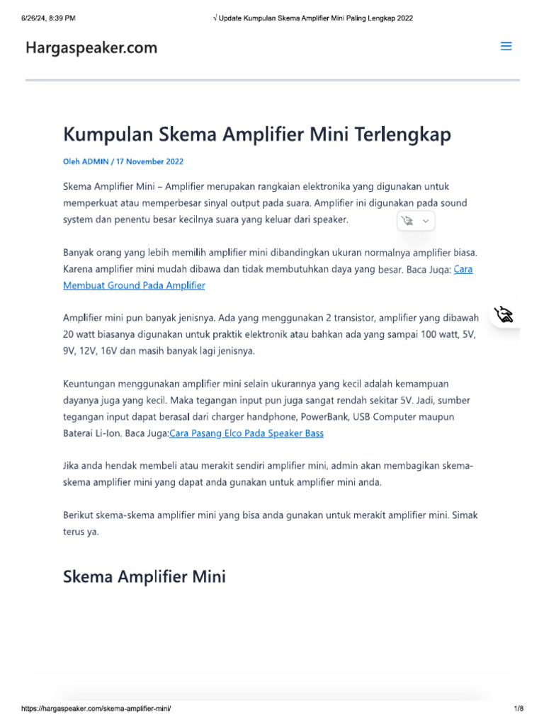 Kumpulan Skema Amplifier Mini Terlengkap | PDF