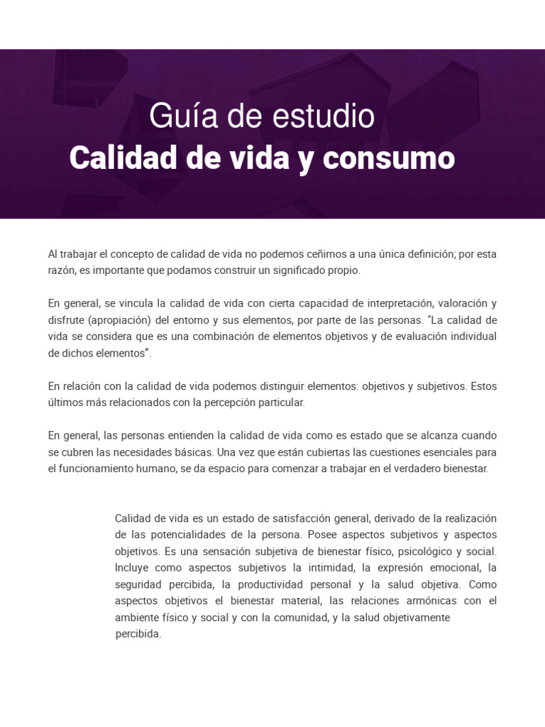 Calidad de Vida y Consumo l1 | PDF | Calidad de vida | Felicidad