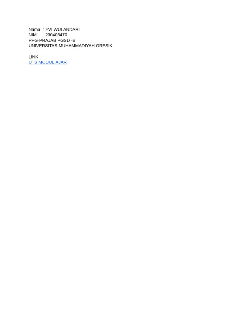 Evi Wulandari - Uts Modul Ajar - Pse | PDF