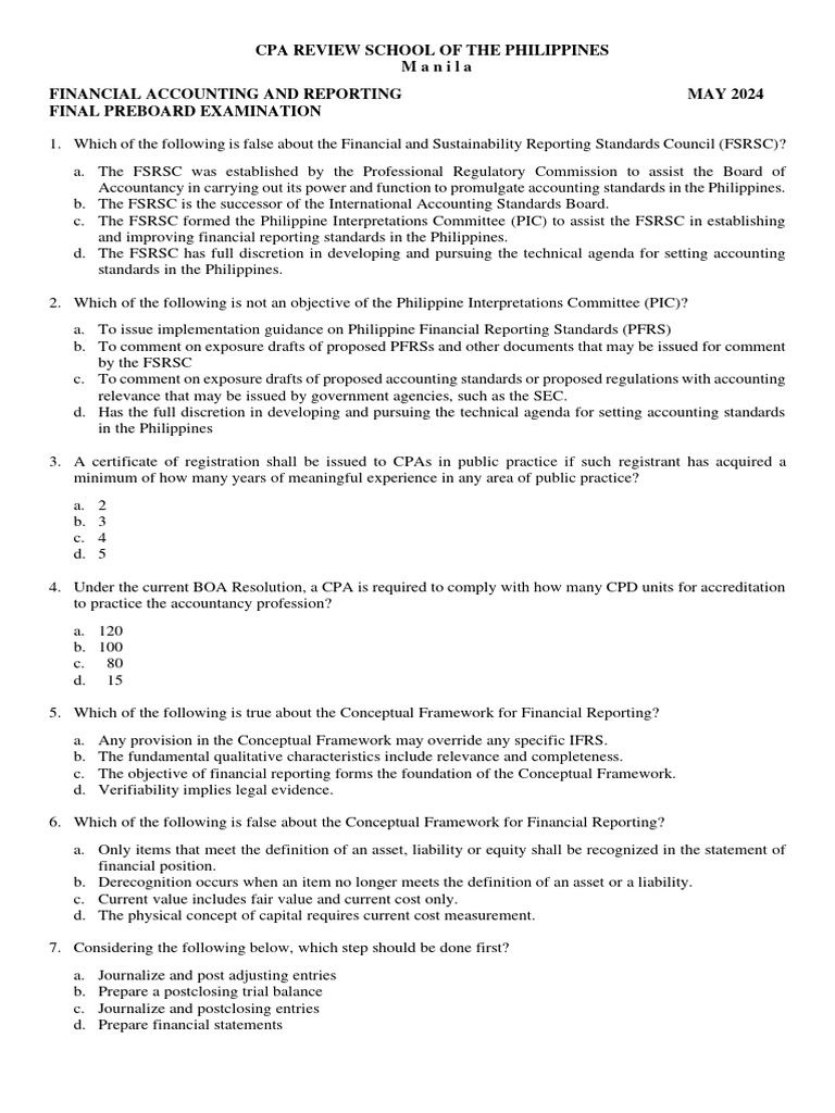 May 2024 CPA Final Preboard Exam | PDF | Deferred Tax | Depreciation