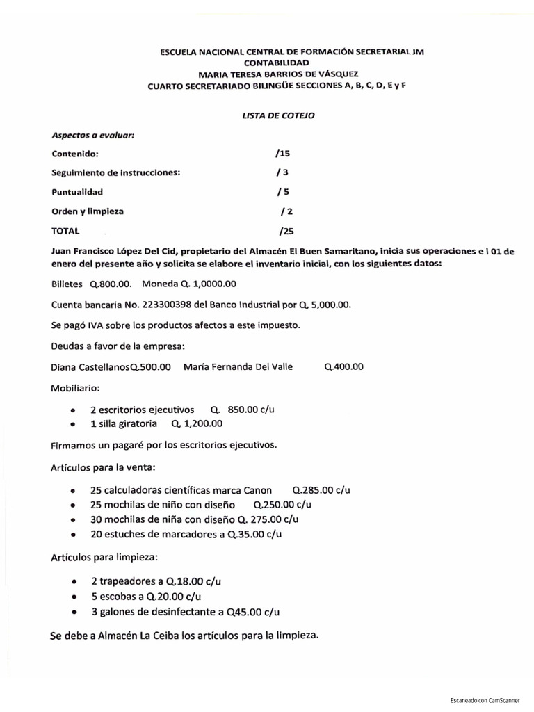 Ejercicio De Contabilidad Pdf