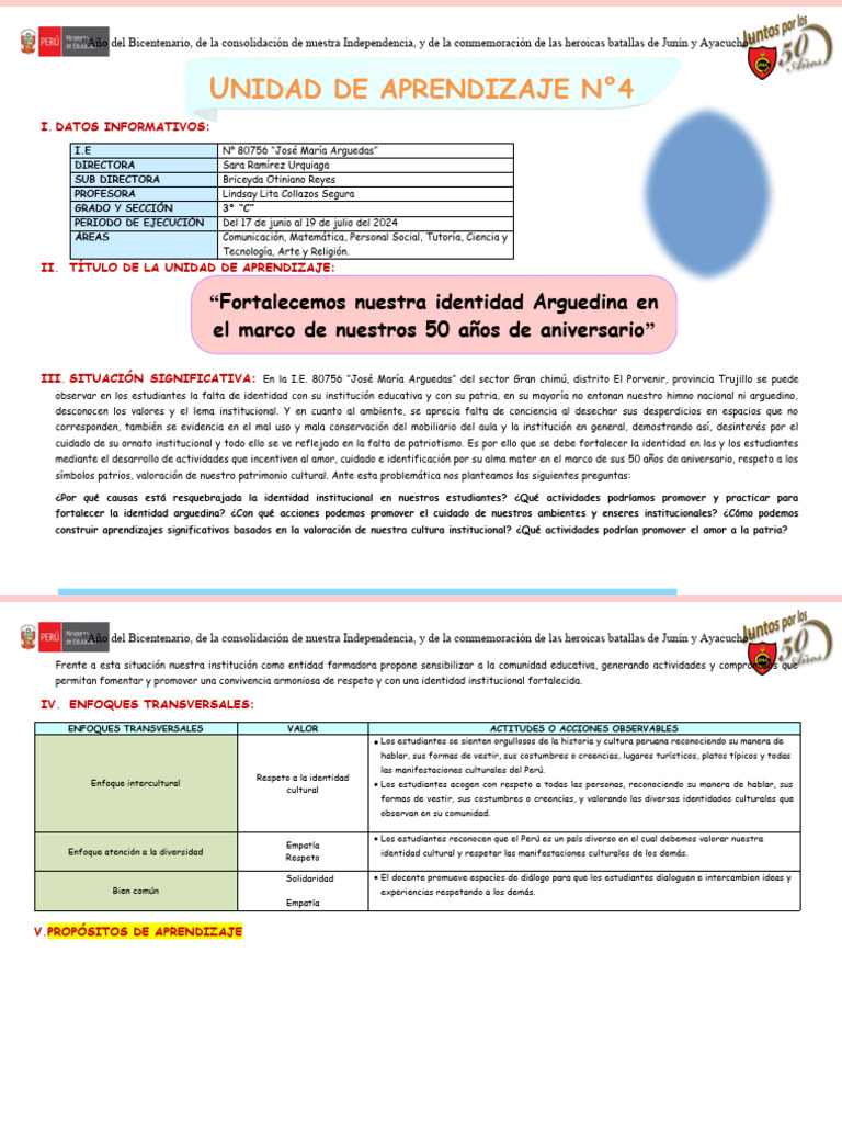 Unidad de Aprendizaje 04 - Tercer Grado | PDF | Geometría | Sustracción