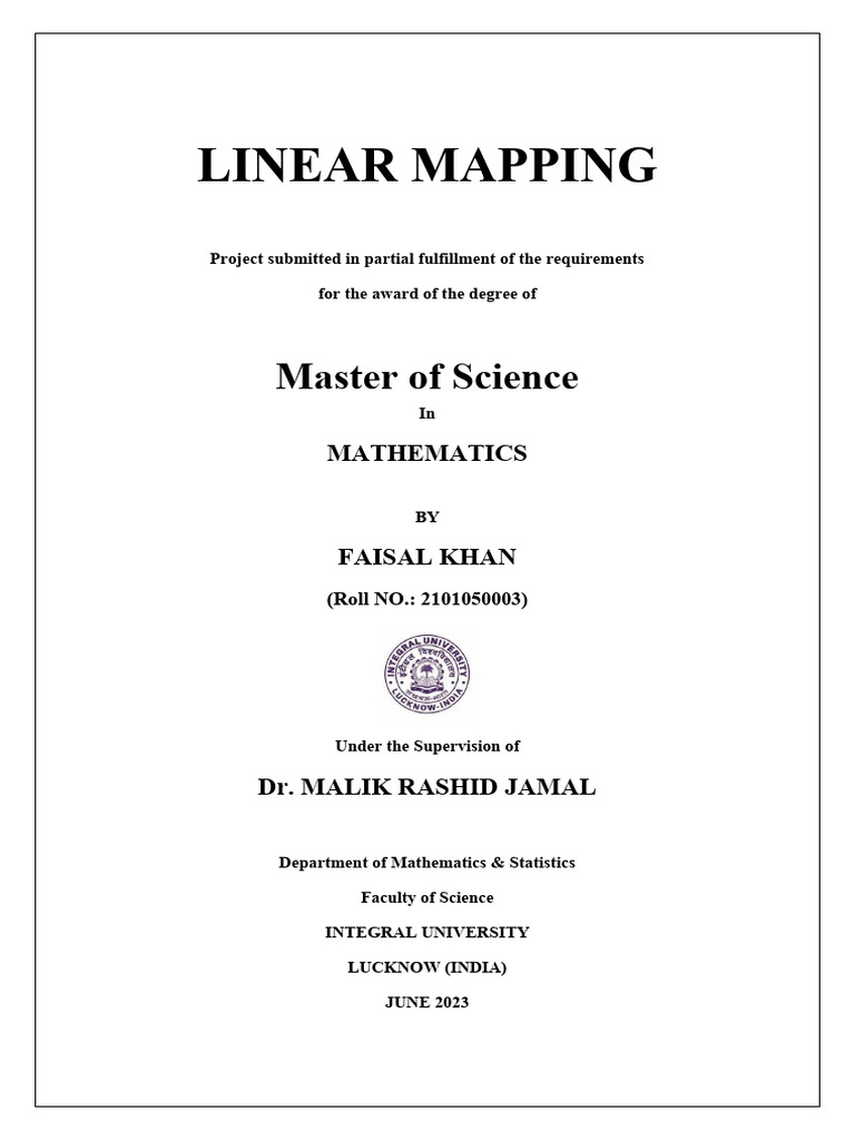 Linear Mapping in Mathematics Project | PDF | Basis (Linear Algebra ...