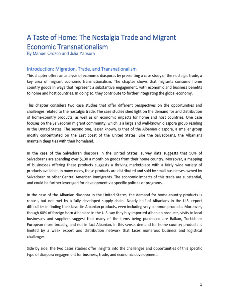 Nostalgia Trade in Migrant Economies | PDF | Albanians | Human Migration