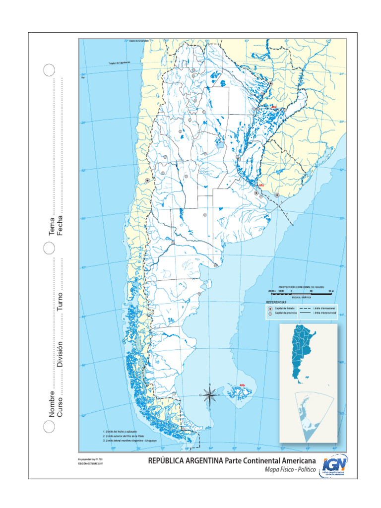 Mapa Político y Físico de Argentina | PDF | Estudios de idiomas extranjeros