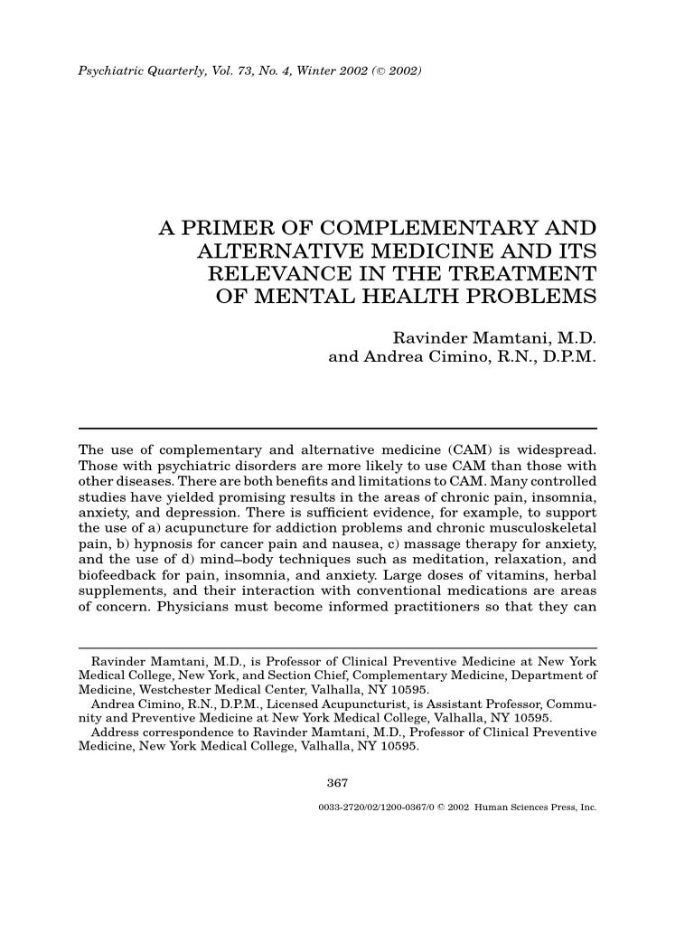A Primer Complementary and Alternative Medicine | PDF | Alternative ...