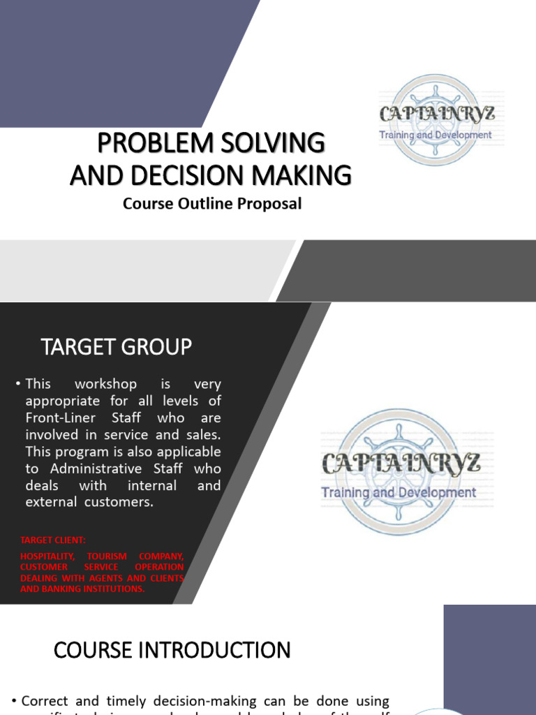 Problem Solving & Decision Making Workshop | PDF | Decision Making ...
