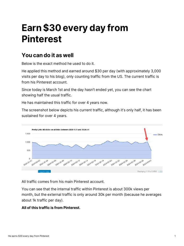 Earn $30 Daily Using Pinterest Strategies | PDF | Word Press | Mass Media