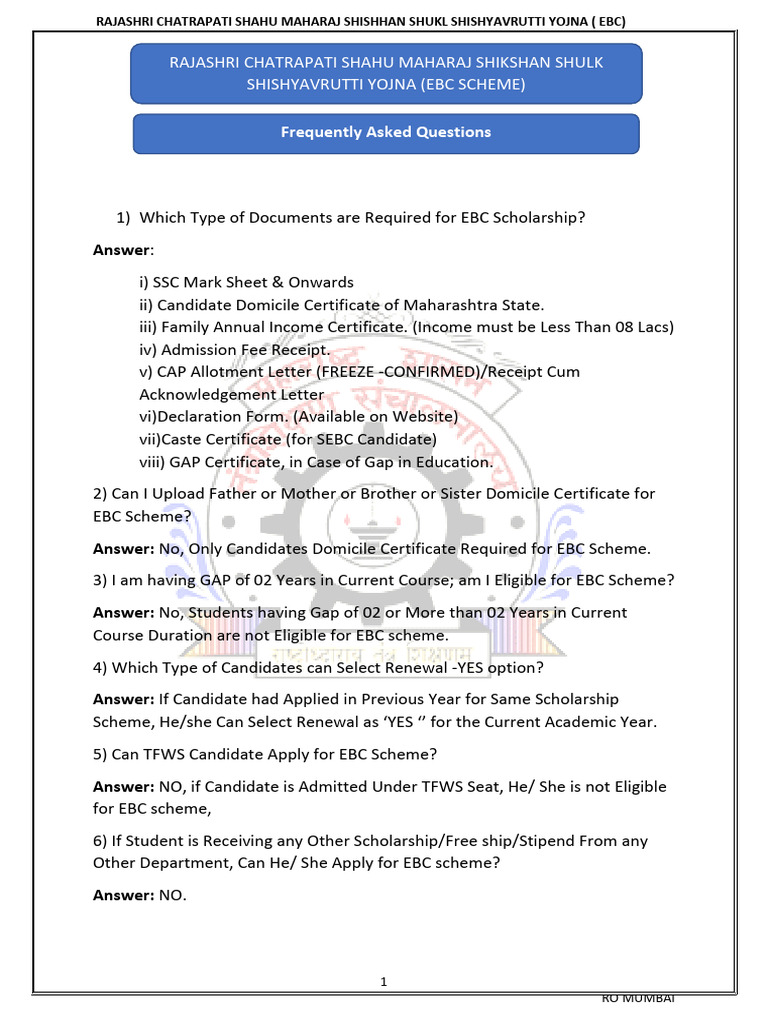 EBC Scheme Eligibility and Requirements | PDF | Educational Stages