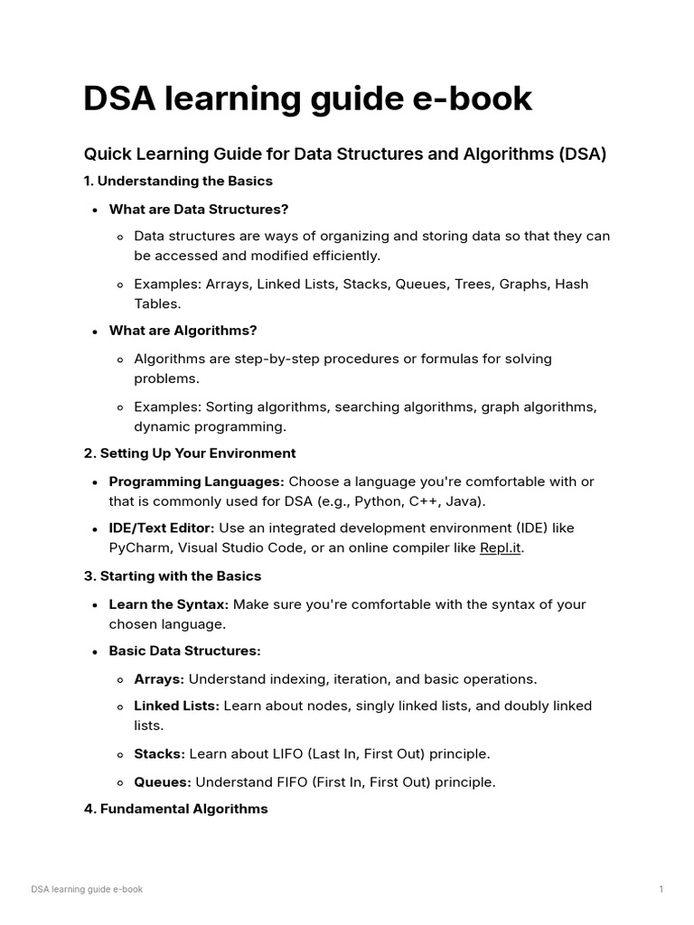 DSA Learning Guide E-Book | PDF | Theoretical Computer Science | Algorithms