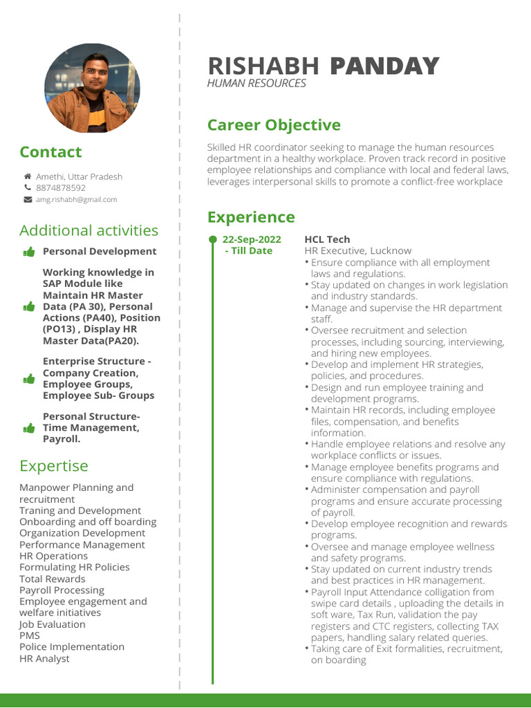 Rishabh Panday CV-1 | PDF | Human Resources | Employment