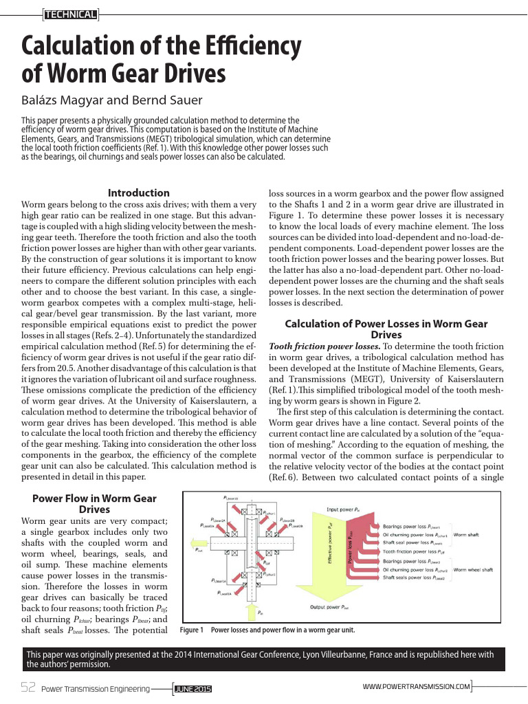 Worm Gears PDF Gear Friction