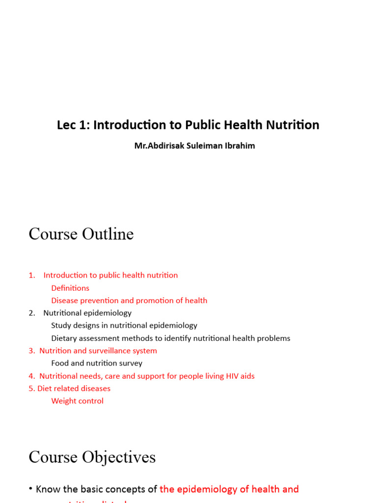 Public Health Nutrition Overview | PDF | Public Health | Infant Mortality