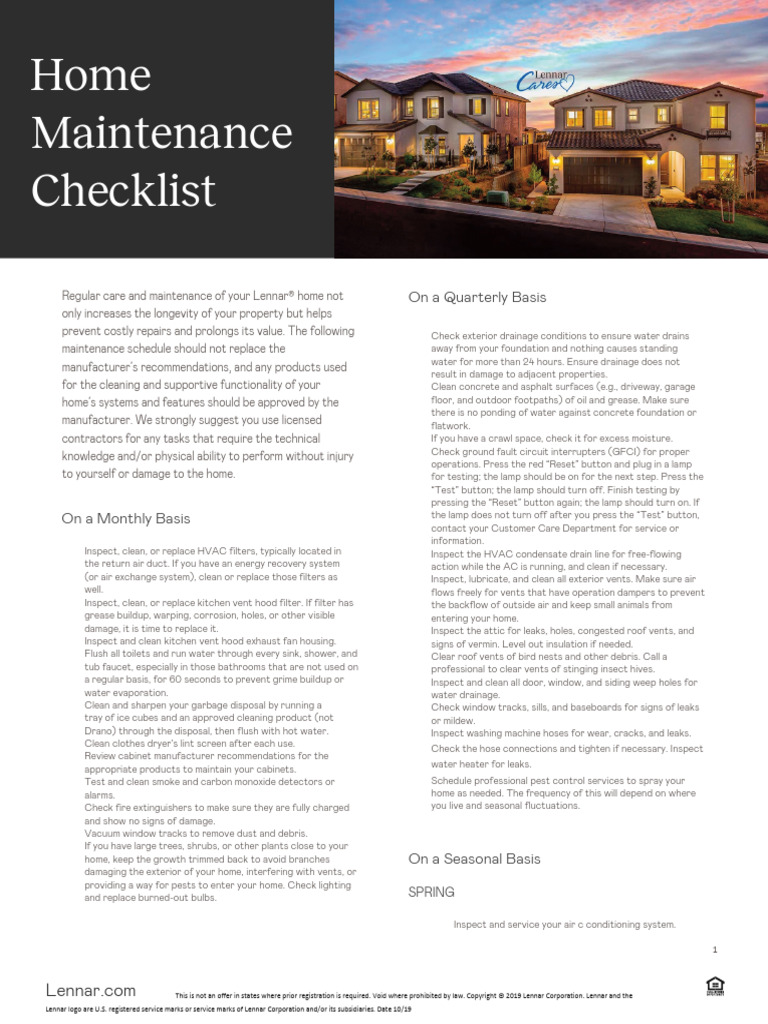 HOME MAINTENANCE CHECKLIST FREE PDF DOWNLOAD intelligence overview