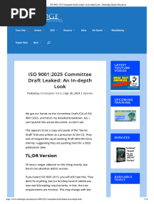 ISO 9001 - 2025 Committee Draft Leaked - An In-Depth Look - Oxebridge Quality Resources