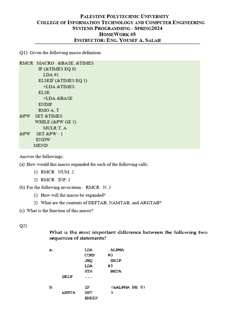 Macro Programming Homework Spring 2024 | PDF | Computers | Technology ...