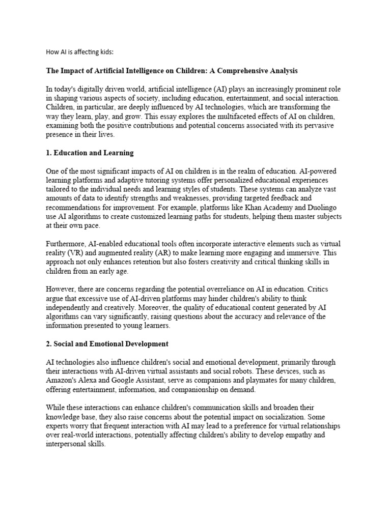 AI's Impact on Children's Development | PDF | Artificial Intelligence ...