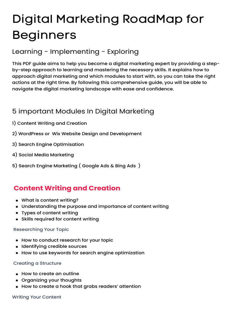 Digital Marketing Roadmap for Beginners | PDF | Search Engine ...