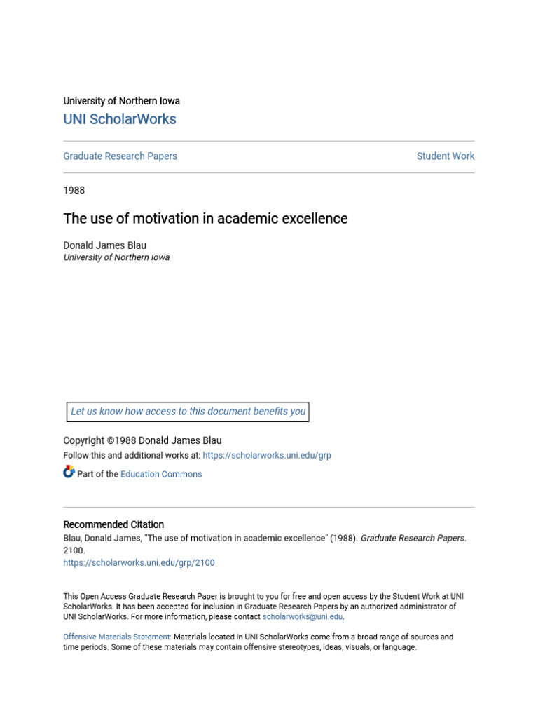 Motivation's Role in Academic Success | PDF | Motivational | Motivation