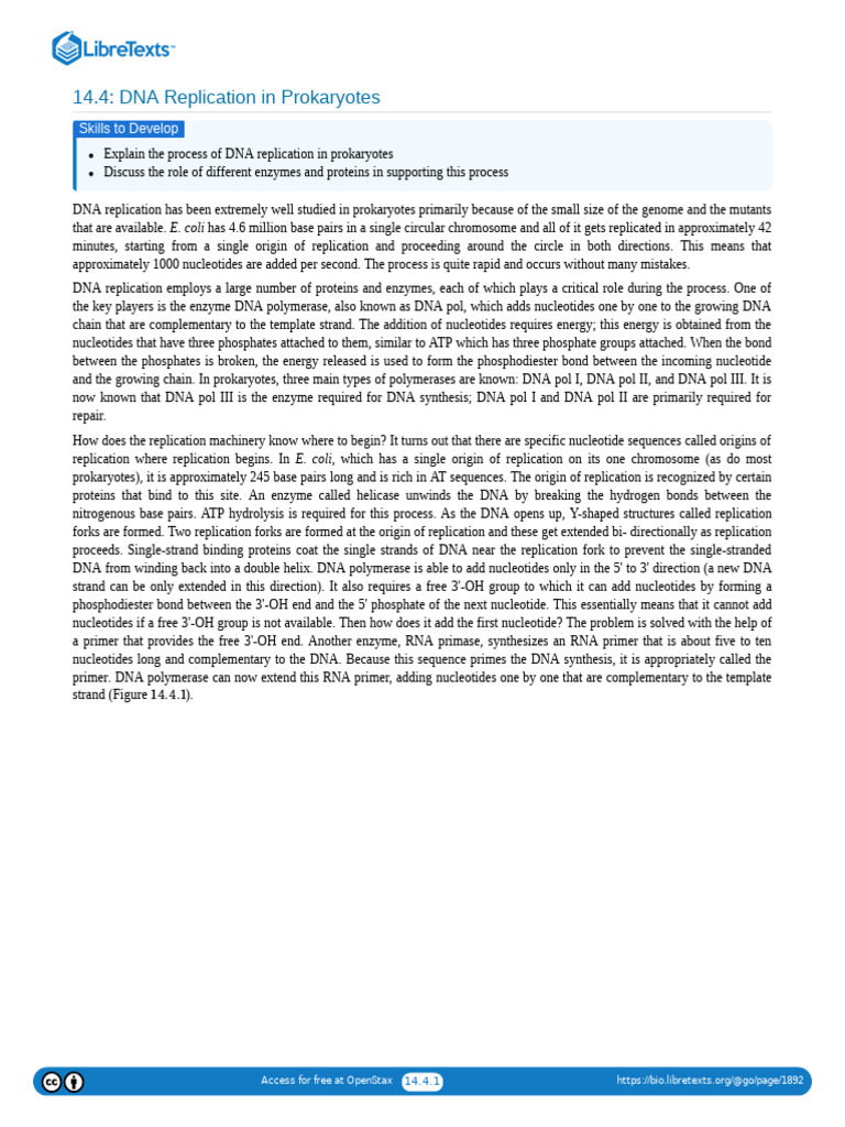 14.4 DNA Replication in Prokaryotes | PDF | Dna Replication | Dna
