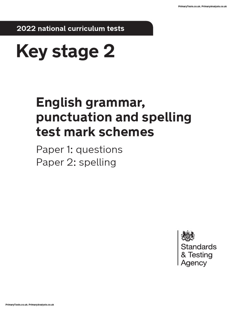 2022 KS2 English Test Mark Schemes | PDF | English Language | Letter Case