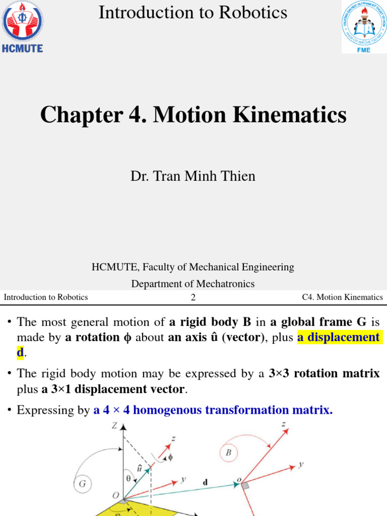 Motion Kinematics in Robotics | PDF | Kinematics | Rotation