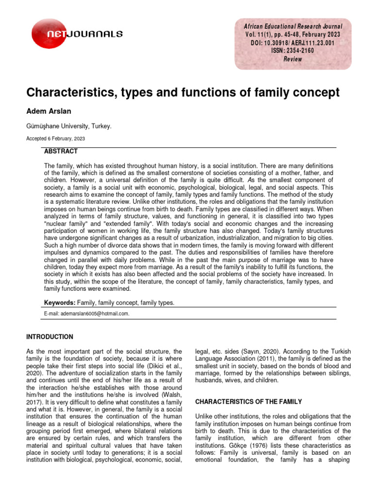 Family Concepts: Types and Functions | PDF | Family | Society